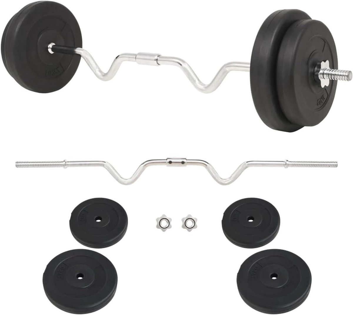 Halterset 30 kg - Gewichtset Fitness - Kracht Training - Variabele Gewichtsschijven - 30 kg - Zwart