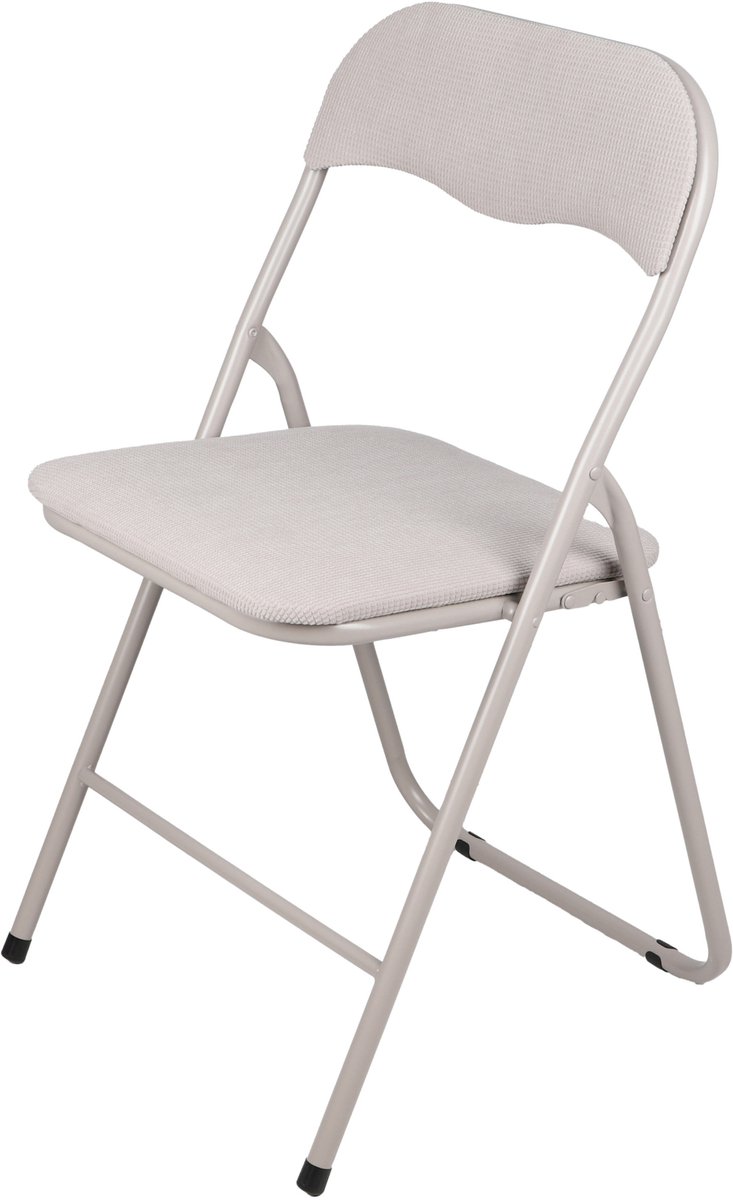 Urban Living Klapstoel - met stoffen zitting - beige - 44 x 45 x 80 cm - metaal - Bijzet stoelen - Inklapbaar Grijs
