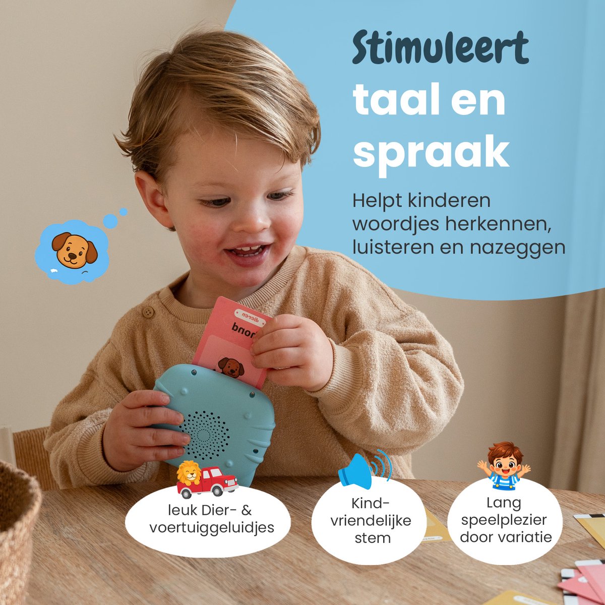 Beebie Babbels - De Taalbuddies Bundel Deal - 1x Blauwe Variant & 1x Roze variant - Educatief Speelgoed - Leer Nederlands - Montessori Speelgoed - Taalontwikkeling - Cognitieve Vaardigheden - Pratende Flitskaarten — afbeelding 4