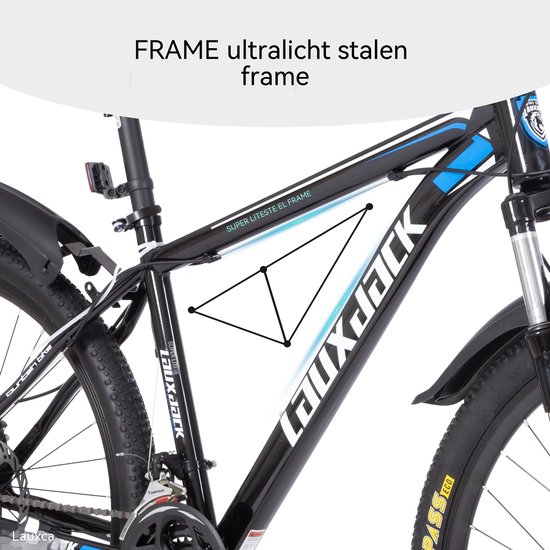 Mountainbike -26 inch - Hardtail mountainbike - 21 Versnellingen - unisex - Shimano Tourney derailleur - schijfremmen - Met schokabsorberende voorvork - Draagvermogen 120 kg - Geschikt 160 cm en langer - blauw — afbeelding 4