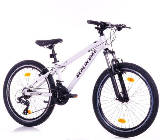 Berlin Bike Jongensfiets 24 inch - Mountainbike Kind 8-12 Jaar - 21 Versnellingen -Aluminium - Spatborden - Wit — afbeelding 2