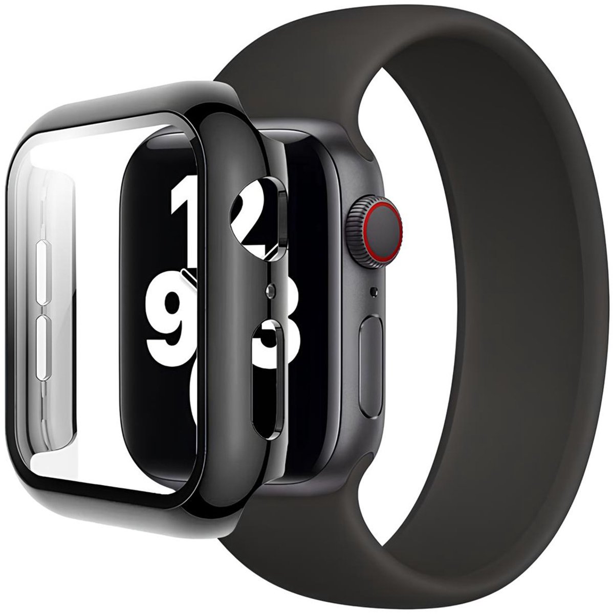 Eko, Integraal omhulsel voor Apple Watch 45 mm met gehard glas, Transparant zwart