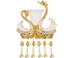 6-delige gouden koffielepeltjesset – Zwanenhouder – Mini lepelset voor koffie, ijs en desserts 6-delige gouden koffielepeltjesset – Zwanenhouder – Mini lepelset voor koffie, ijs en desserts