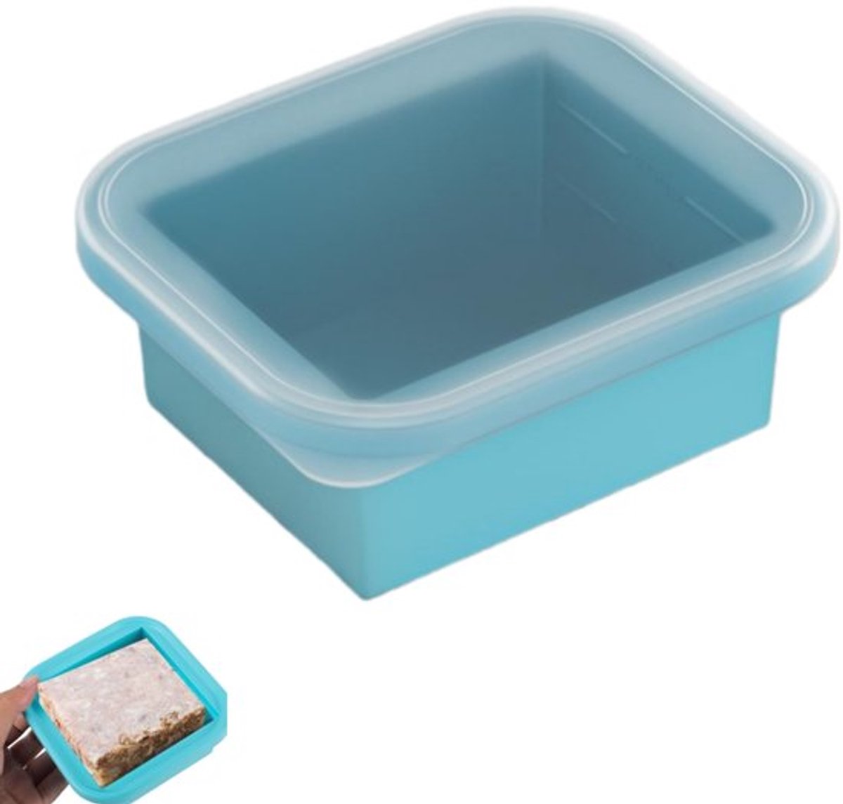 Siliconen diepvriesbakjes - Siliconen diepvriesvormen - met deksel - voor soep, stoofschotels, sauzen en curry's - 16×13×6cm - blauw