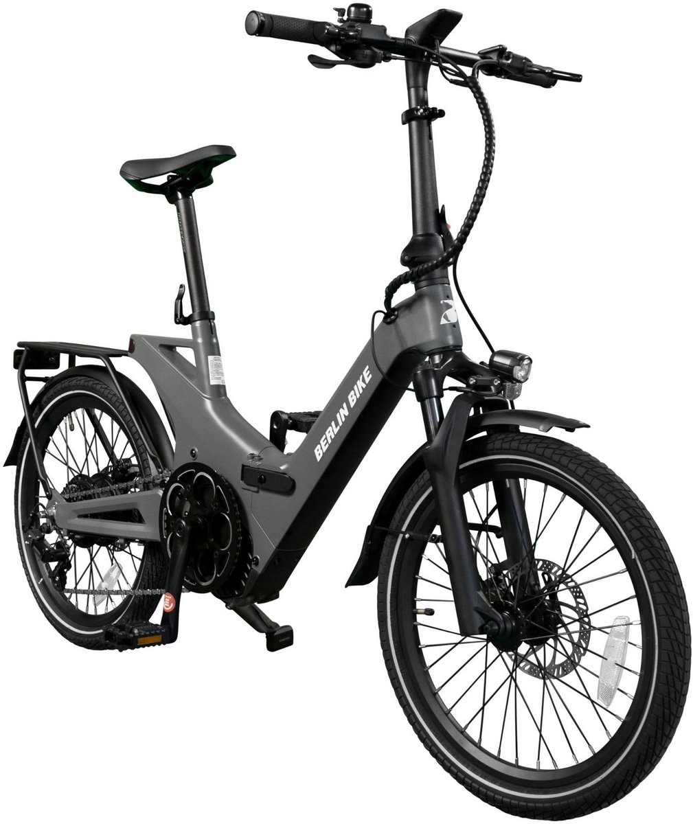 Berlin Bike 2GO Elektrische Fiets – 50 km Actieradius – 36V 10,5Ah Verwijderbare Batterij – 40 Nm Koppel – Compacte Full Suspension – Shimano 7 Versnellingen – Hydraulische Schijfremmen – Mat Grijs