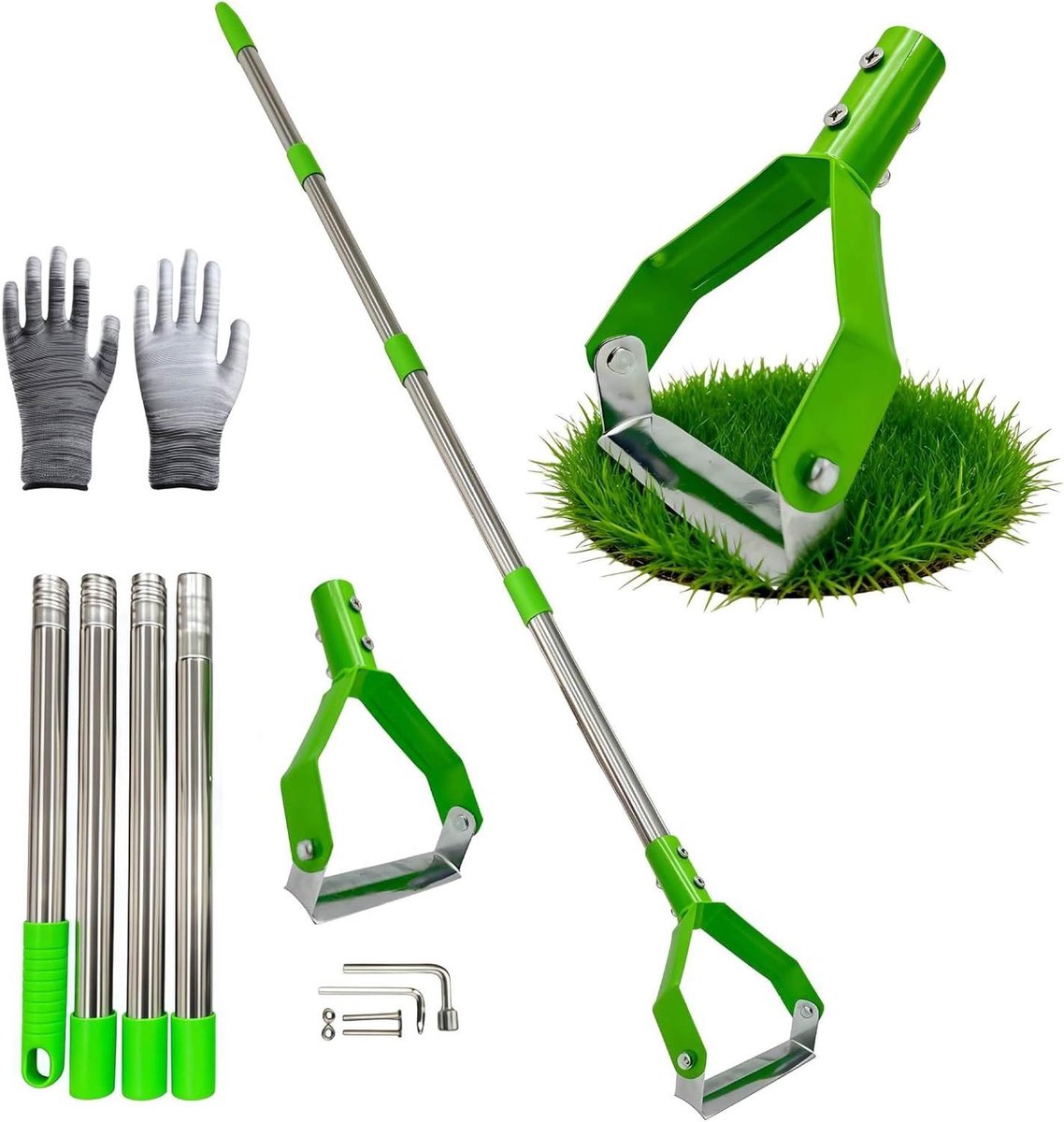 Verstelbare Schoffel - Loop Schoffel Tuin - Onkruid Wieden - Efficiënt Lusontwerp - 161 cm - Groen
