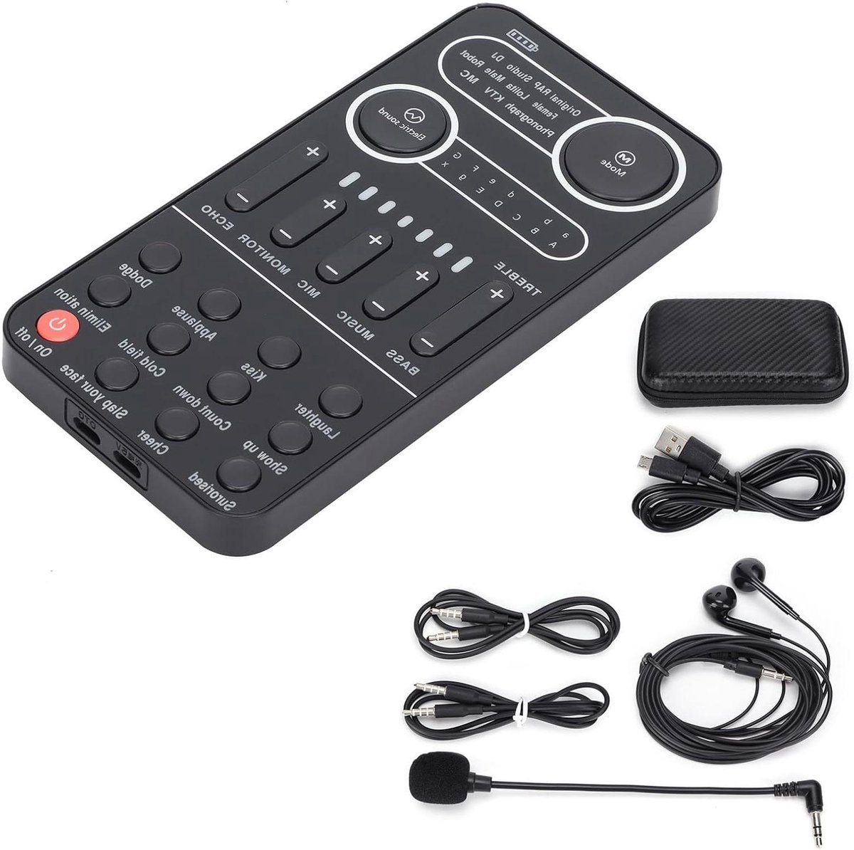 Podcast Geluidskaart - Live Broadcast Mixer - Content Creëren - Intelligente Ruisfiltering - 20 x 11 x 4 cm - Zwart