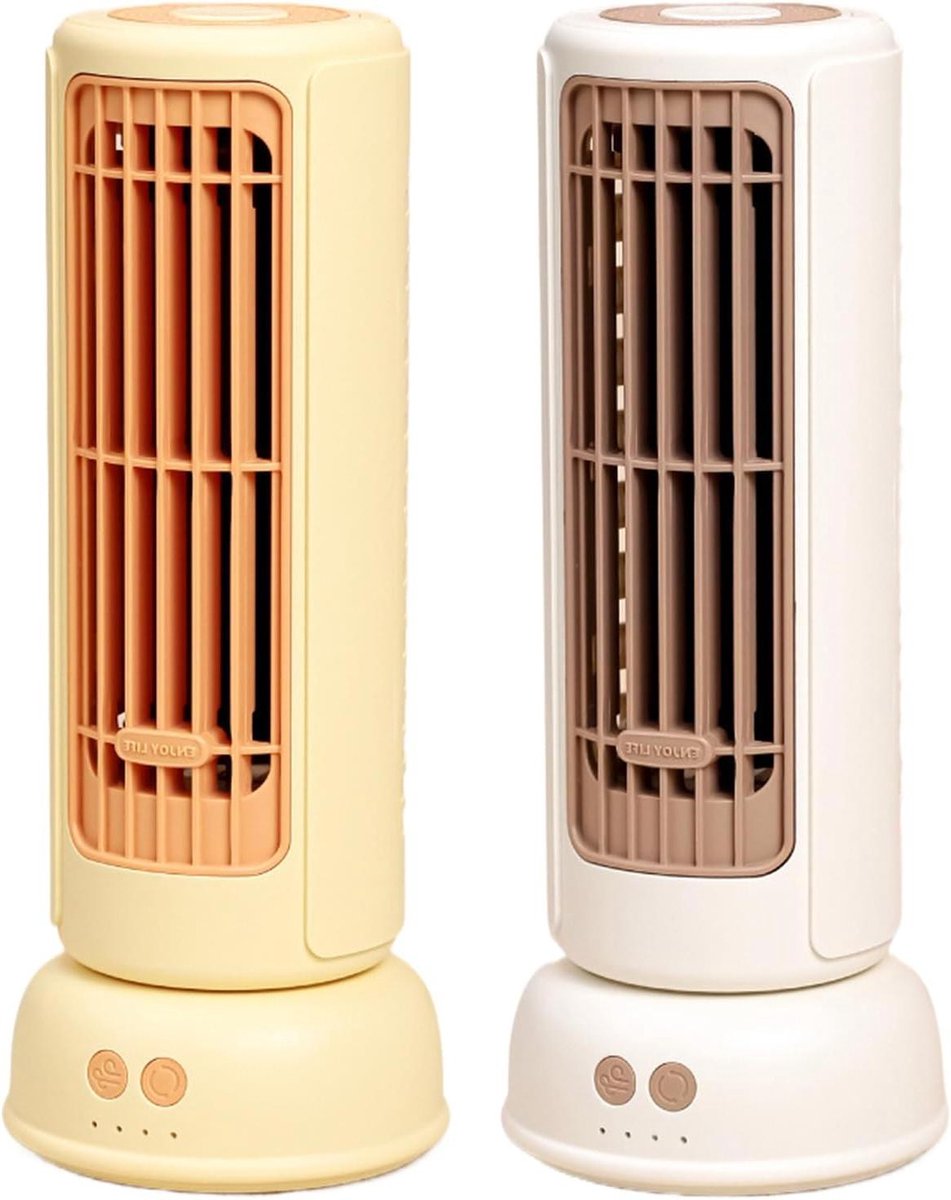 Verticale Ventilator - Torenventilator Bureau - Verkoeling Binnen - 3 Snelheden Oscillatie - 26 cm Hoog - Geel