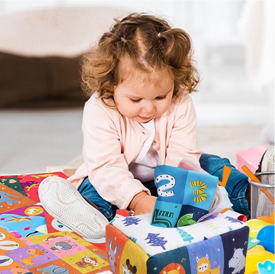 Zakdoekjes Speelgoed - Sensorisch Educatief - Baby Ontwikkeling - Muziek en Knettergeluiden - 24 x 18 x 12 cm - Multicolor — afbeelding 4