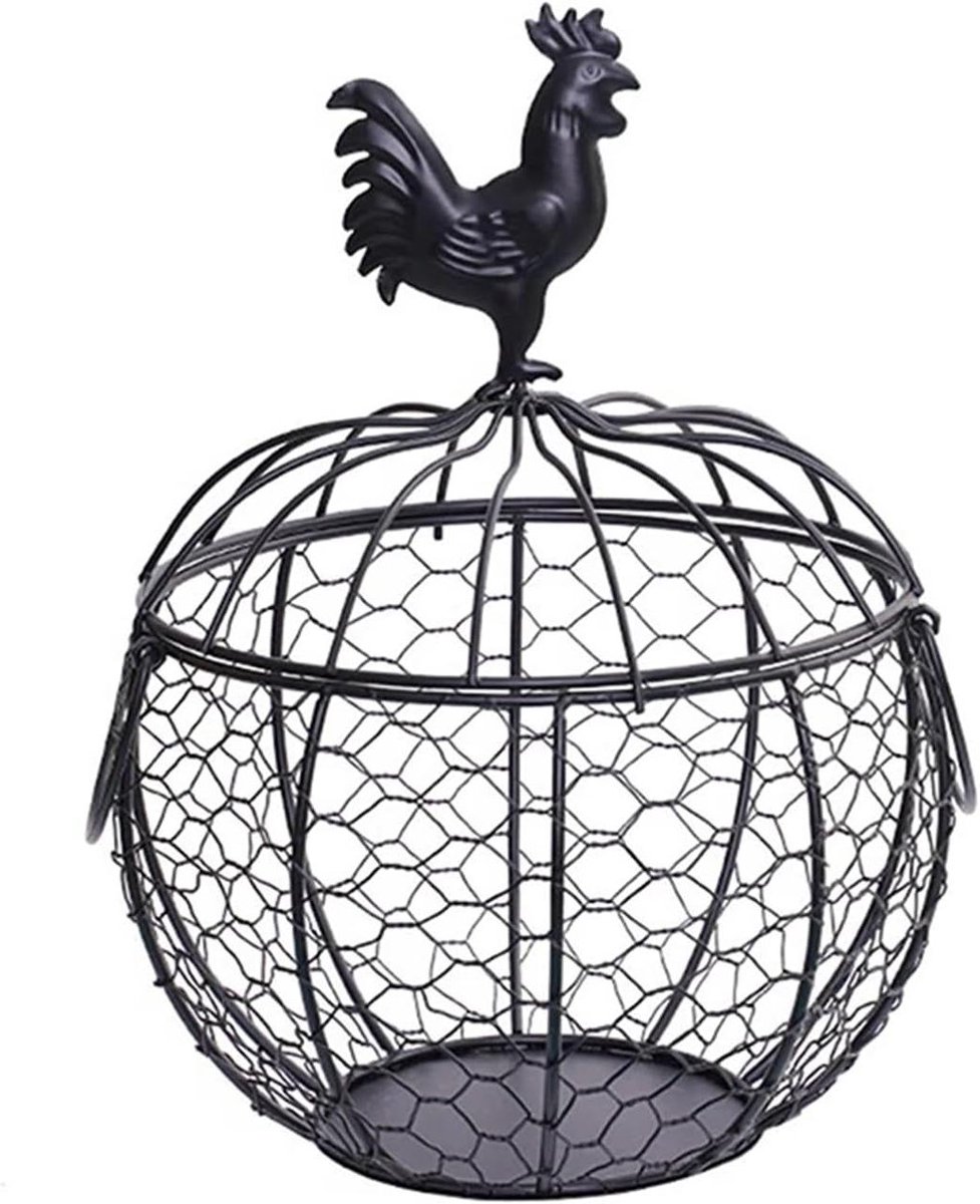 Eiermand - Eierhouder Mand - Keuken Organiseren - Kipvormig Design - 29.5 x 19.5 cm - Zwart