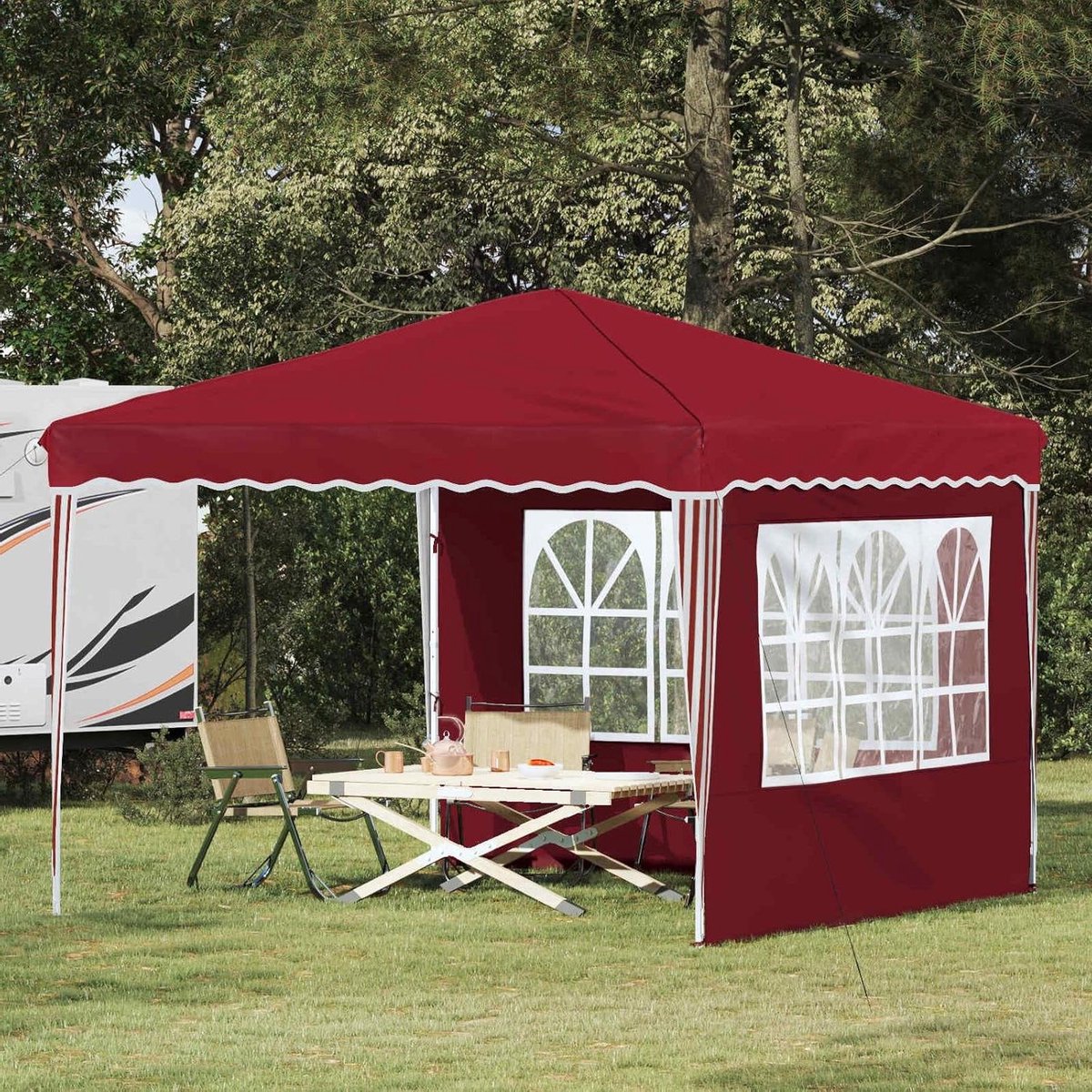 Partytent Pop-up - Paviljoen Tuinfeest - Buitenfeesten Organiseren - Waterdicht UV-bescherming - 288 x 288 x 245 cm - Bordeauxrood