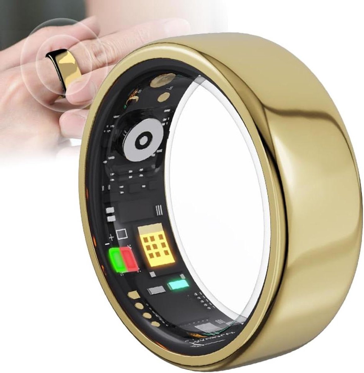 Gezondheidsring Slimme Ring - Fitnessring Activiteitstracker - Gezondheid Monitoren - IP68 Waterdicht Ontwerp - 3-5 Dagen Batterij - Goud