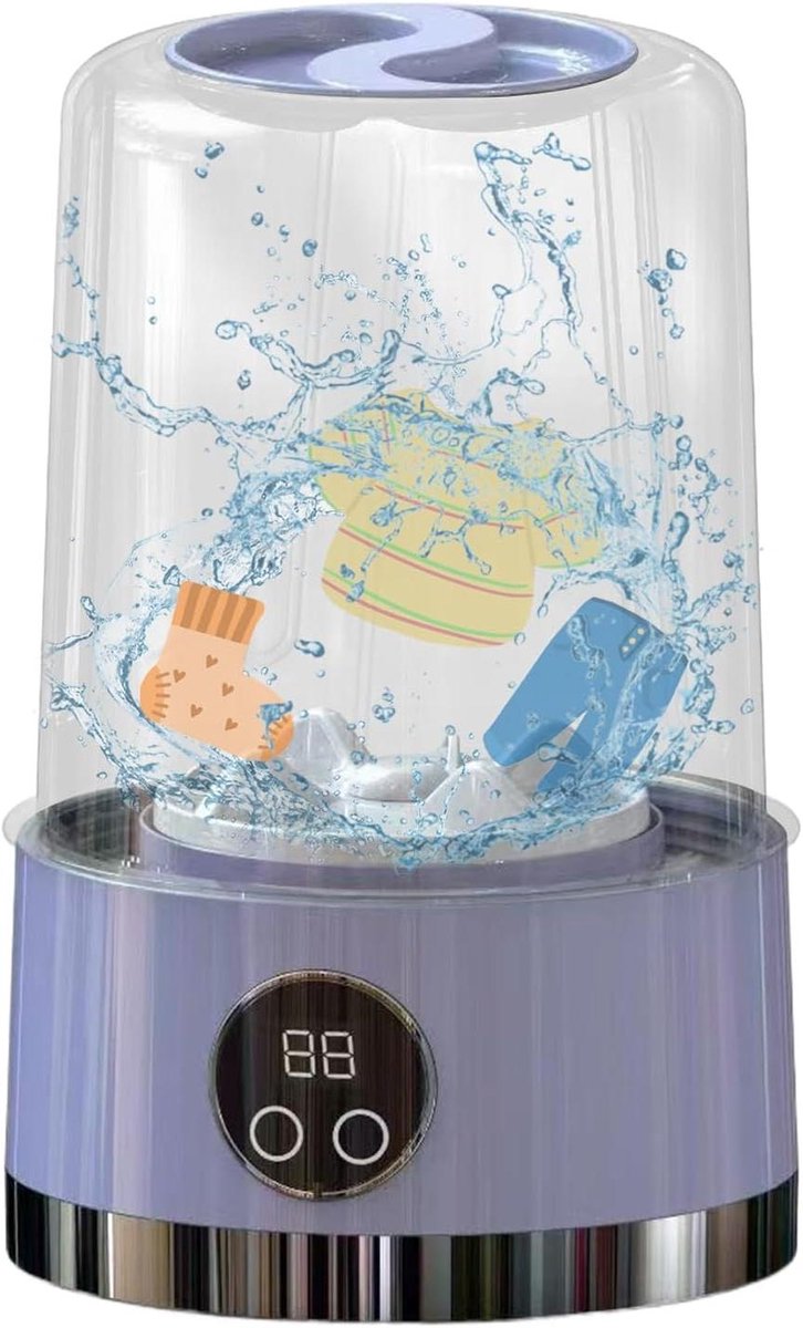 Mini Wasmachine - Draagbare Wasmachine - Ondergoed Wassen - Draadloos en Compact - 14 cm - Lila