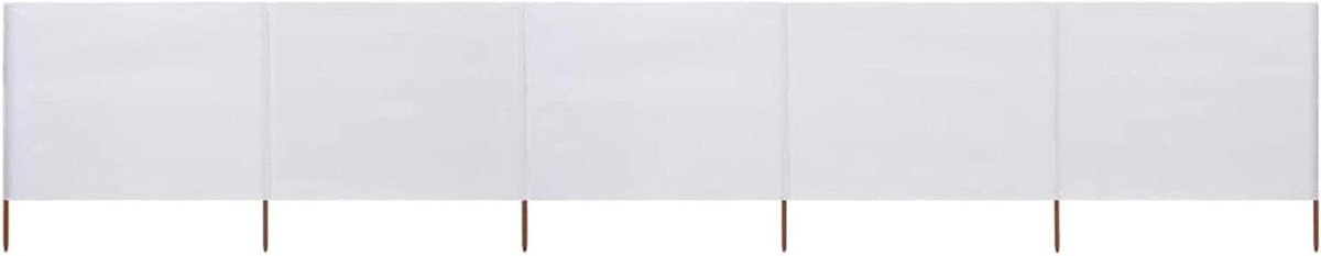 Strand Windscherm - Strandluifel Winddoek - Strand Bescherming - Opvouwbaar 5-delig - 600 x 160 cm - Zandwit