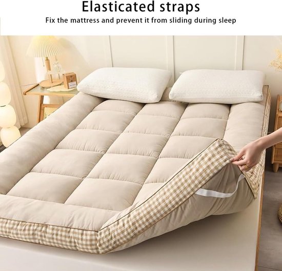 Japanse Vloermatras - Opvouwbaar Matras - Comfortabel Slapen - Extra Dik Ontwerp - 180x200cm - Beige — afbeelding 3