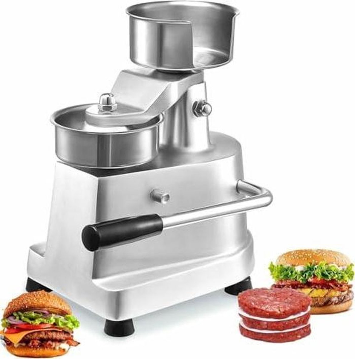 Burger Persmachine Patty Maker Vlees Bereiden Handmatige Bediening 4 5 6 Inch Zilver