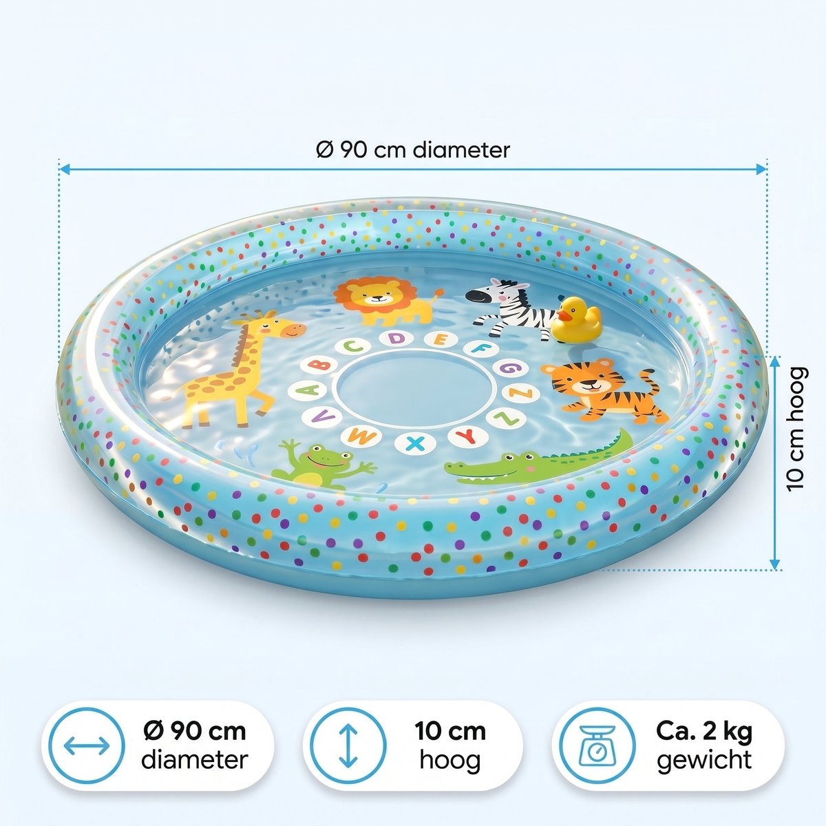 Lomera Opblaasbaar Zwembad met Sproeifunctie - Kinderzwembad - Babyzwembad - Babybadje - Peuterbad - Pierenbadje - met Sproeier - Waterspeelmat - Waterspeelgoed - Buitenspeelgoed voor Kinderen - Waterpret - Tuinslang Aansluiting — afbeelding 7