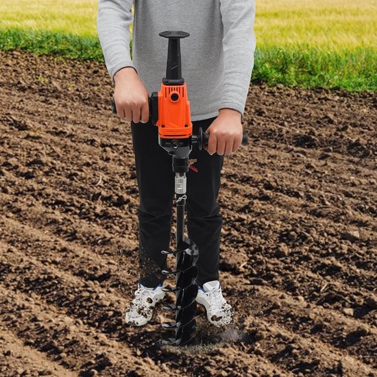 Elektrische Grondboor - Tuinboor Postengraver - Gaten Maken - Traploze Snelheidsregeling - 1.2 Meter - Oranje Zwart — afbeelding 2