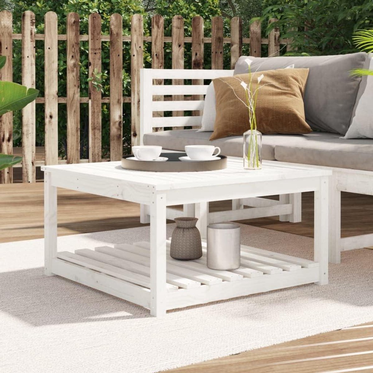 Tuintafel - Balkon tafel - Buiten eten - Massief grenenhout - 825 x 825 cm - Wit