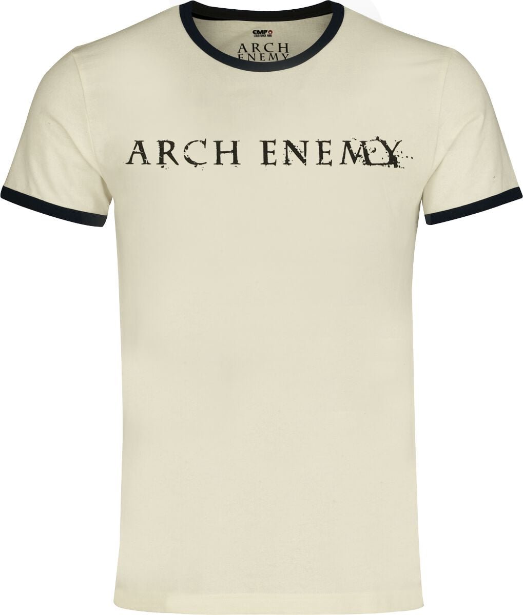 Arch Enemy Logo - Ringer Shirt Heren T-shirt - gebroken wit - 5XL
