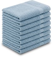 DoubleDry Popcorn Weave Gastendoekjes 30x50 cm - Set van 8 - 100% Katoen 450 g/m2 - OEKO-TEX Made in Green - Lichtblauw