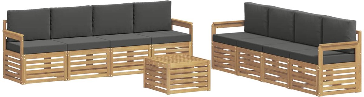 vidaXL Buiten - bank - set - 9 - st - 8-zits - Wit - en - antracietkleurig - Polyester Wit en antracietkleurig