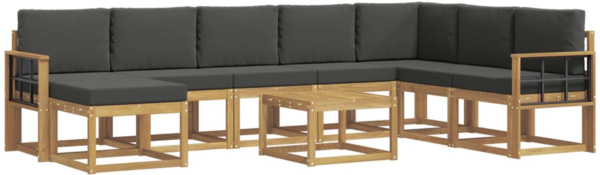 vidaXL Buiten - bank - set - 9 - st - 8-zits - Wit - en - antracietkleurig Wit en antracietkleurig