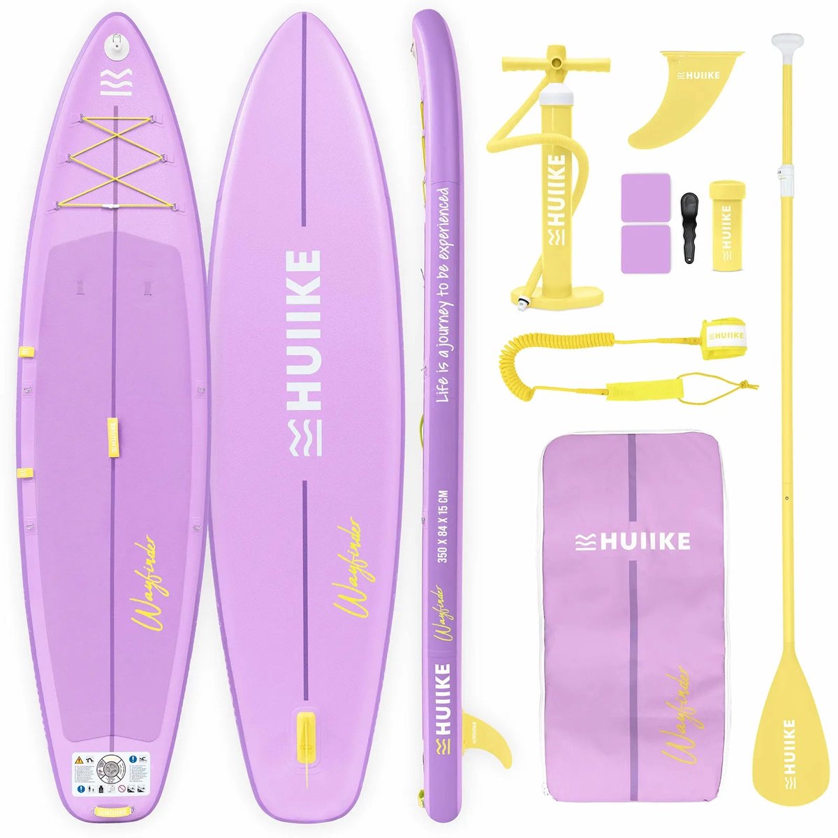 HUIIKE SUP Board Touring - Opblaasbaar Paddle Board met Accessoires, Peddel, Vinnen, Pomp - Stand Up Paddle Hoge Stabiliteit - 350 x 84 x 15 cm - Max. 150 kg