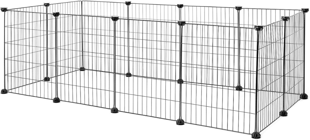 AHD® Puppyren - Hondenren - konijnenren - Dierenren - Zwart - 144cm x 74cm x 46cm