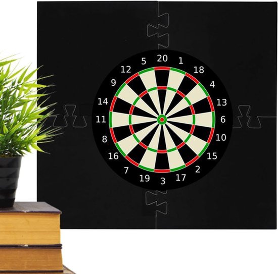 KZQ Dartbord Surround Ring 4 Delig, Vierkante Dartbord Muurbescherming voor 45 cm Dartbord, EVA Schuim Beschermrand met Eenvoudige Montage, Zwart 71x71x3 cm van kzq — afbeelding 5