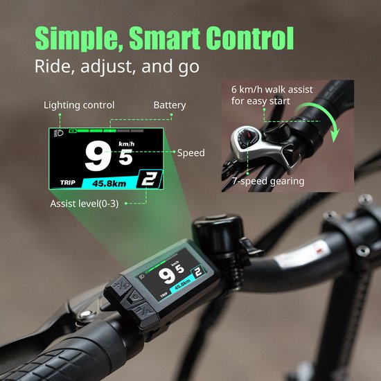 FAFREES F20 Flex Opvouwbare Elektrische Fiets - 36V 25Ah Accu, 120km Bereik, 7-Speed Shimano, Dubbel Geveerd, Torque Sensor - Haze Blauw van FAFREES — afbeelding 4