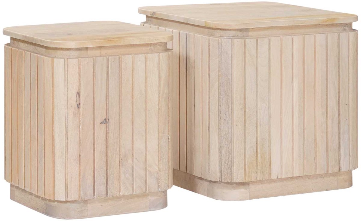 vidaXL Handgemaakte - Bijzettafel - Set - 2 - st - Wit - 45 - x - 45 - x - 45 - cm