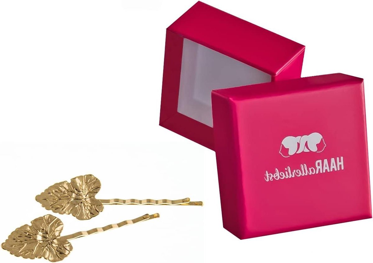 Haarclips Bladeren - Haarspelden Set - Kapsels Maken - Inclusief Opbergdoos - 5cm Lengte - Goud