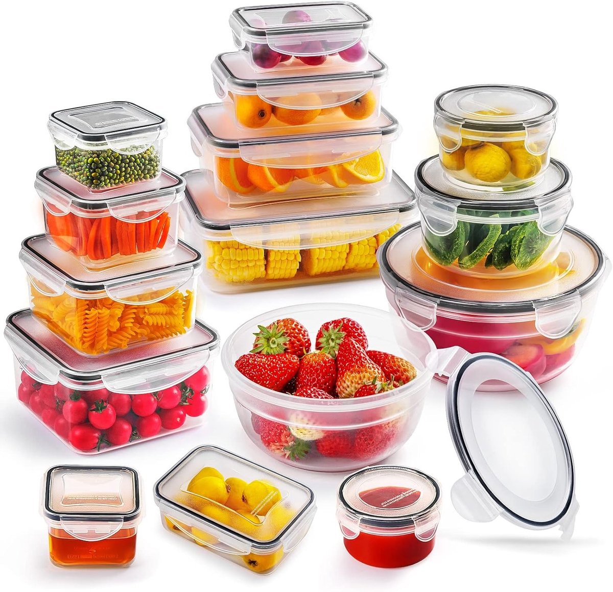 Opslagdozen Set met Deksel, 30-Delige Opbergdozen voor Keuken, Lekvrije en Magnetronbestendige Boxen, Ideaal voor Voedselopslag en Organisatie
