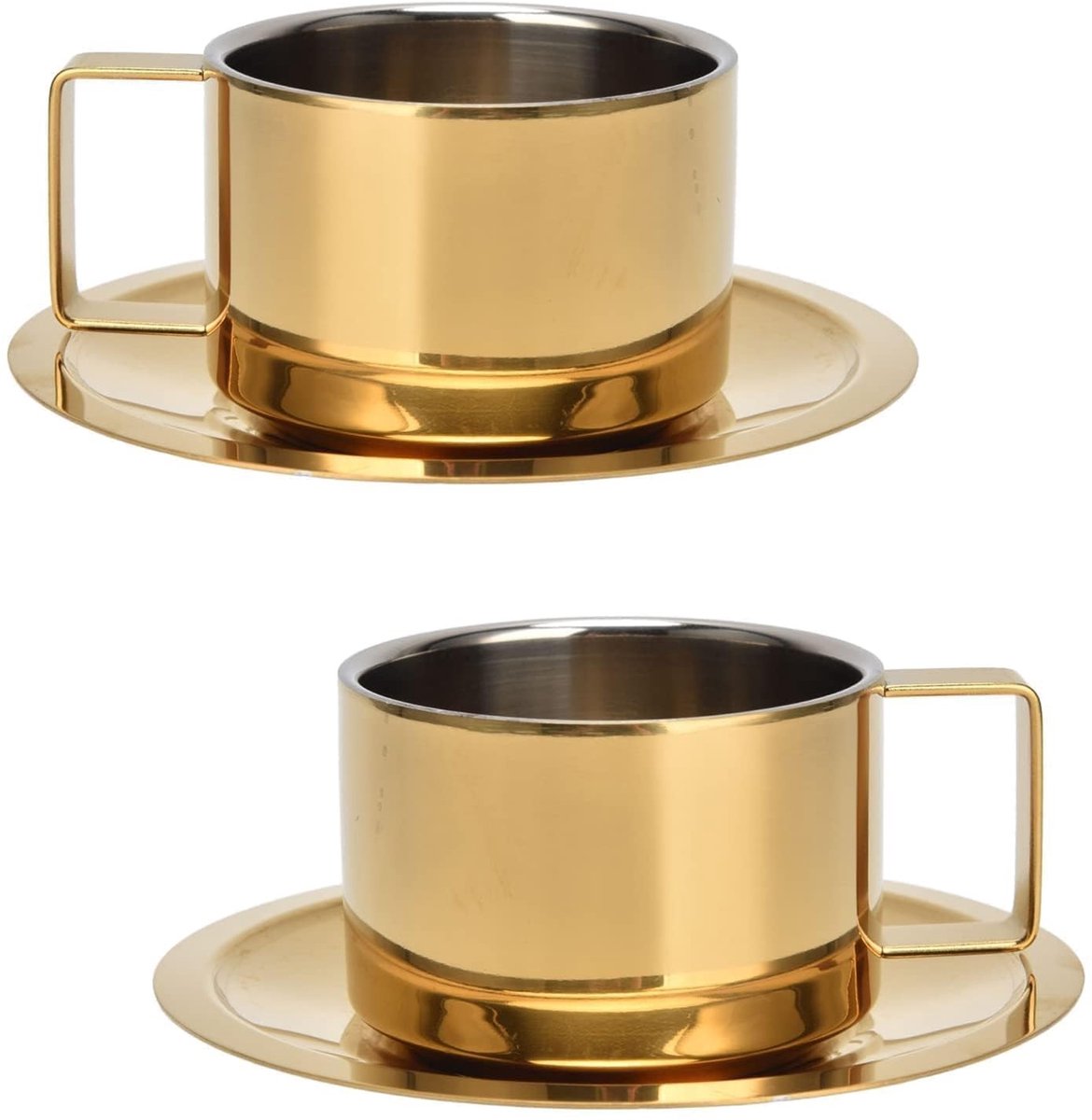 Allecto - Gouden espressokopjes - Luxe koffiemok - Compact formaat - Roestvrij staal - Ideaal voor cappuccino en thee - Geschikt voor volwassenen