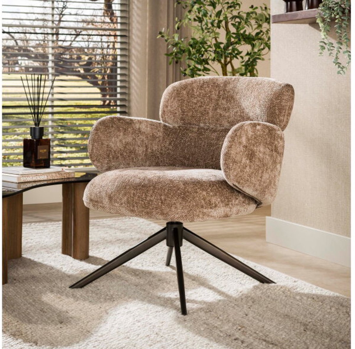 Fauteuil Flex draaibaar - Hoven champagne-bruin