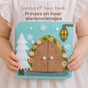 Joymaxx stoffen prinsessenboek met deur, bloemen, sneeuwvlokken en kerstboom.