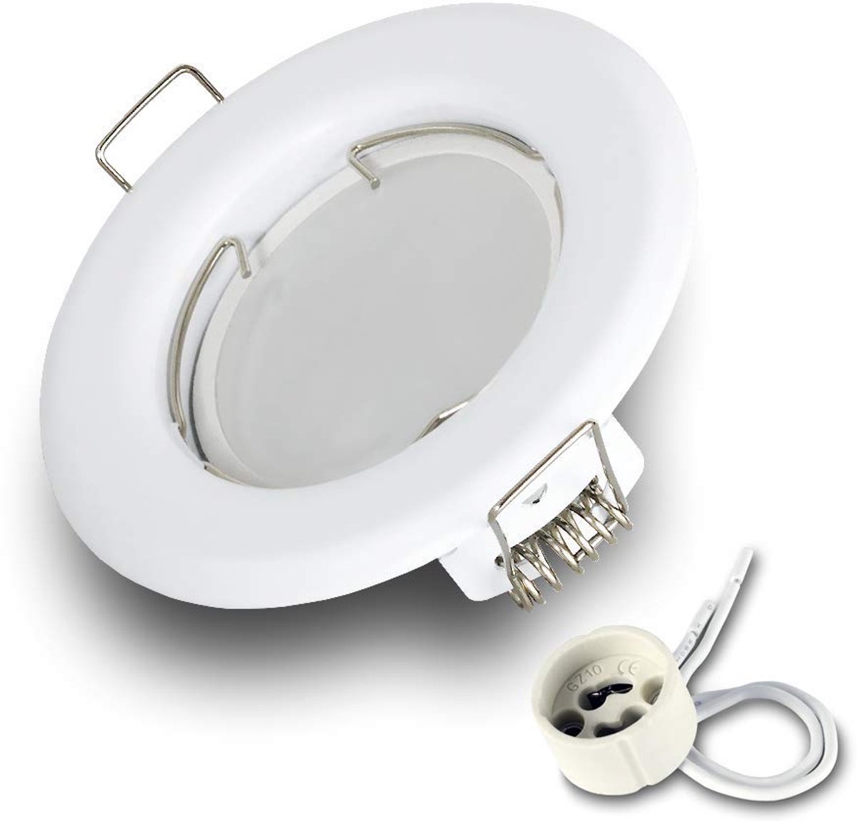 Kwazar Luminaire - Inbouwspot GU10 - LED-spot, plafondspot, inbouwspot - Inbouwframe rond met lamp GU10 7W neutraal wit 4000K - voor woonkamer, keuken, hal - RIK15 - Set wit