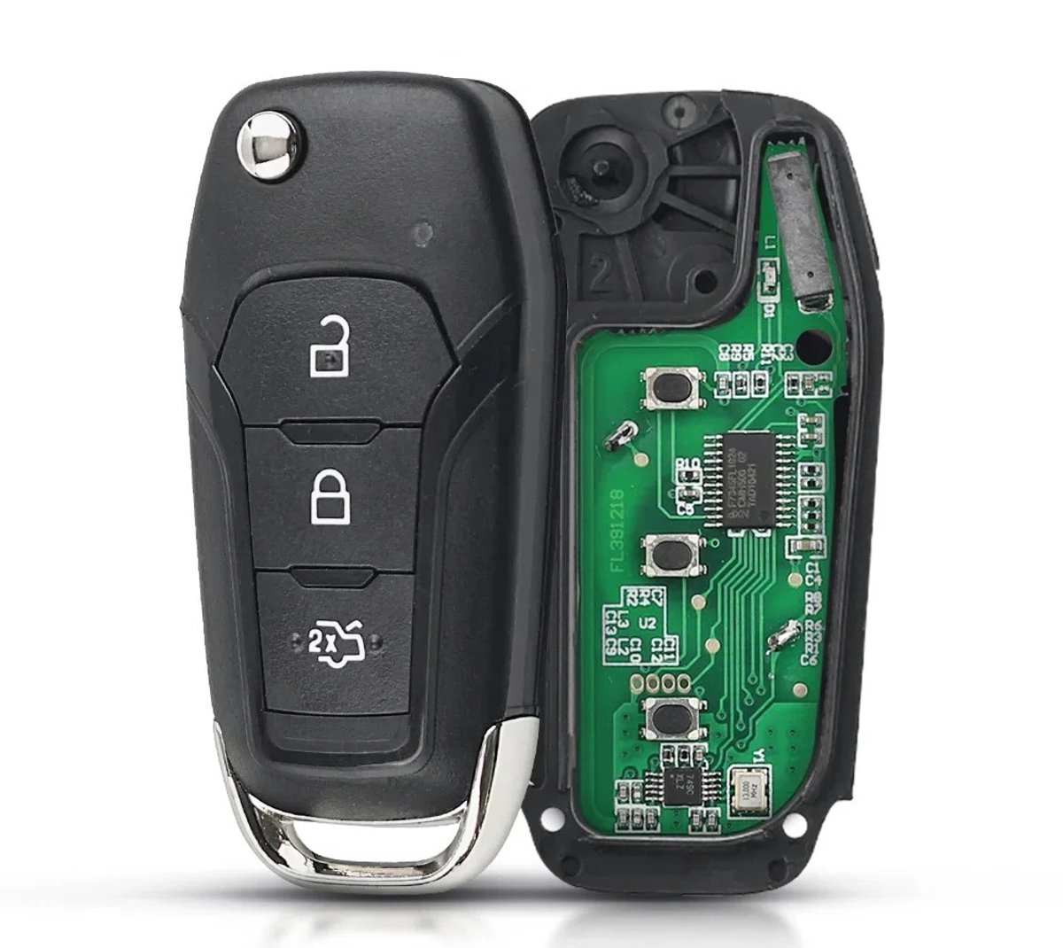 XEOD 3 knops klapsleutel - Complete sleutel - Met electronica - Geschikt voor Ford KA+ - Mondeo - Ranger - 1892737 - DS7T-15K601-BE - ID49 - 1 stuks
