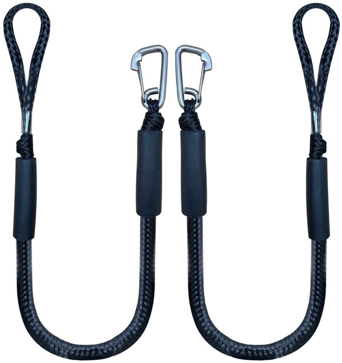 2 stuks - Aanleglijn voor boten - Aanleglijn - Boottouw - Bootaccessoires - Aanleglijn met haak - Geschikt voor Boot, kajak, jetski, ponton, kano - Zwart