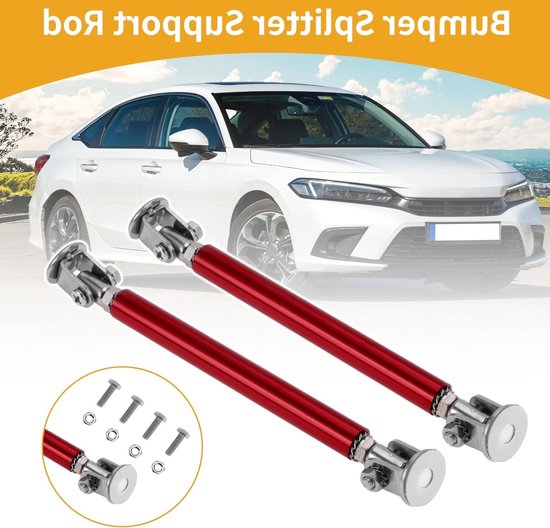 Verstelbare steunstangen voor autosplinters - 2 stuks, rode aluminiumlegering, voorste achterlip, stevig en duurzaam — afbeelding 5