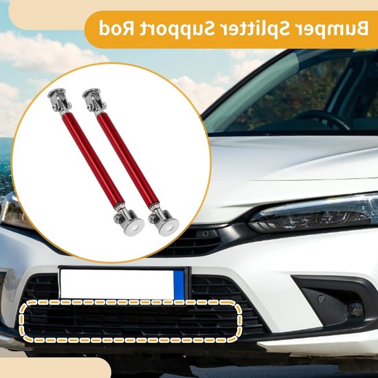 Verstelbare steunstangen voor autosplinters - 2 stuks, rode aluminiumlegering, voorste achterlip, stevig en duurzaam — afbeelding 2
