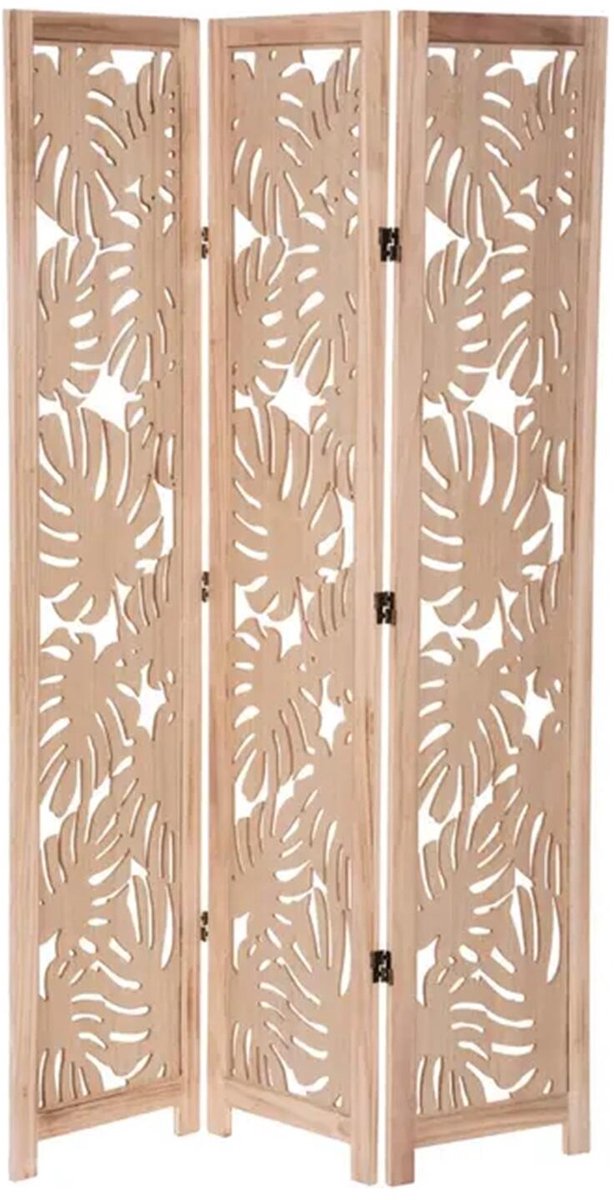 Atmosphera Luxe Kamerscherm Jungle Palms met 3 vlakken - beige - mdf - 105 x 165 cm - afscherming wand - omkleden