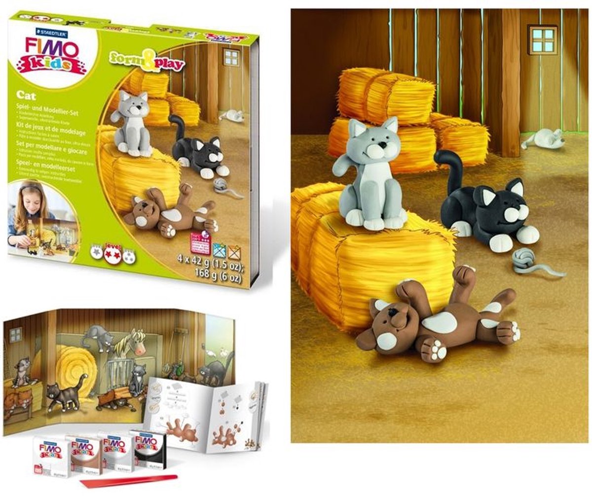 FIMO kids 8034 - ovenhardende boetseerklei - form&play - set Katten — afbeelding 8