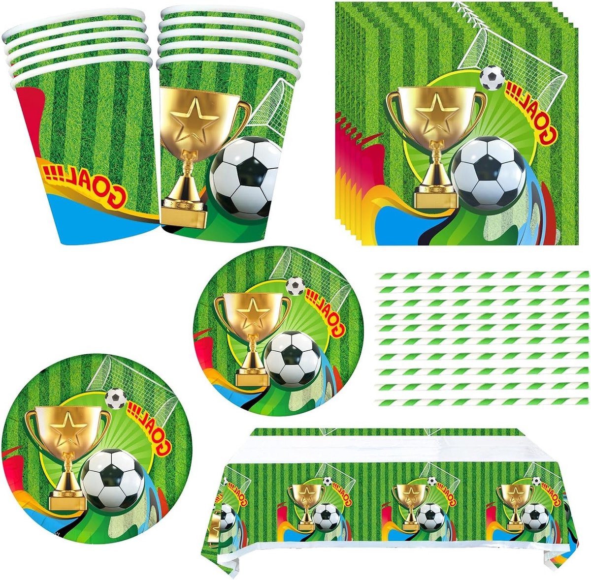Feestelijke Tafelset voor Voetbalpartijen - Borden, Bekers en Servetten voor Sportliefhebbers