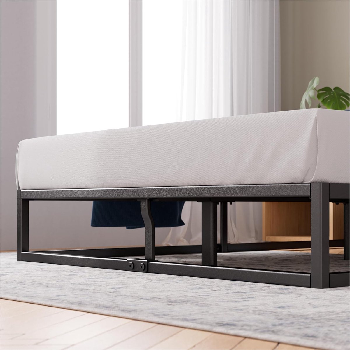 Modern Heavy Duty Metalen Bedframe – Zwart – 180x200x25 cm – Industrohome