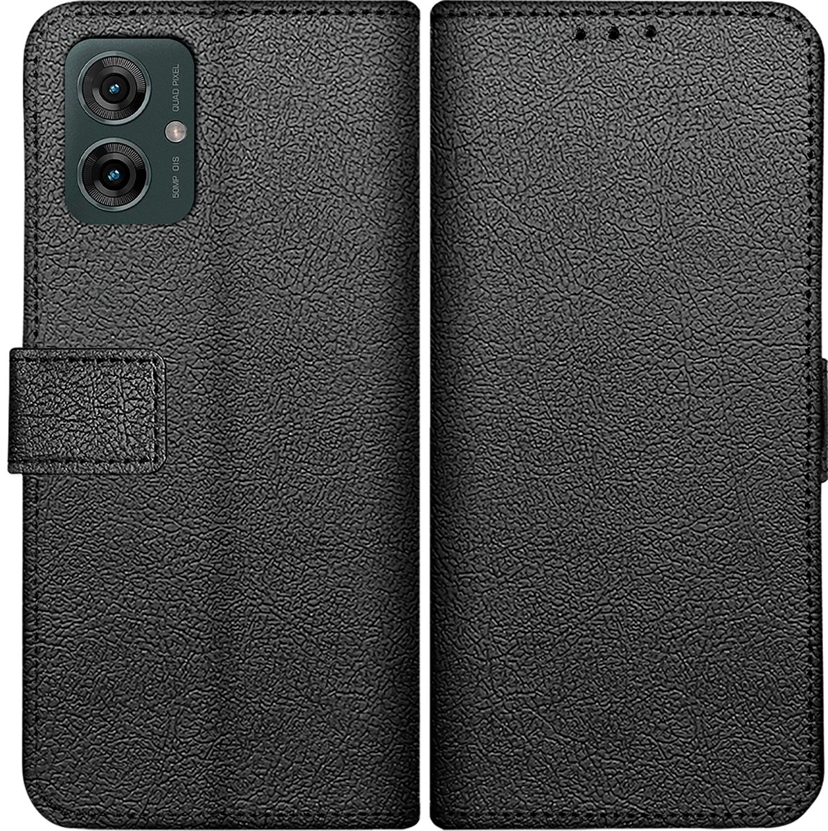 Just in Case hoesje geschikt voor Motorola Moto G55 Hoesje met Pasjeshouder - Bookcase Classic - Zwart