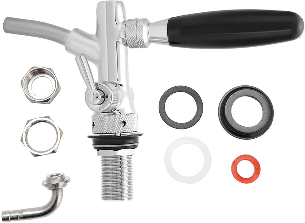 Allecto - Verstelbare Bierkraan - G5/8 Chroom Plated Dispenser - Met Stroomcontrole voor Gemakkelijk Tapbier - Perfect voor Thuisgebruik - Geschikt...