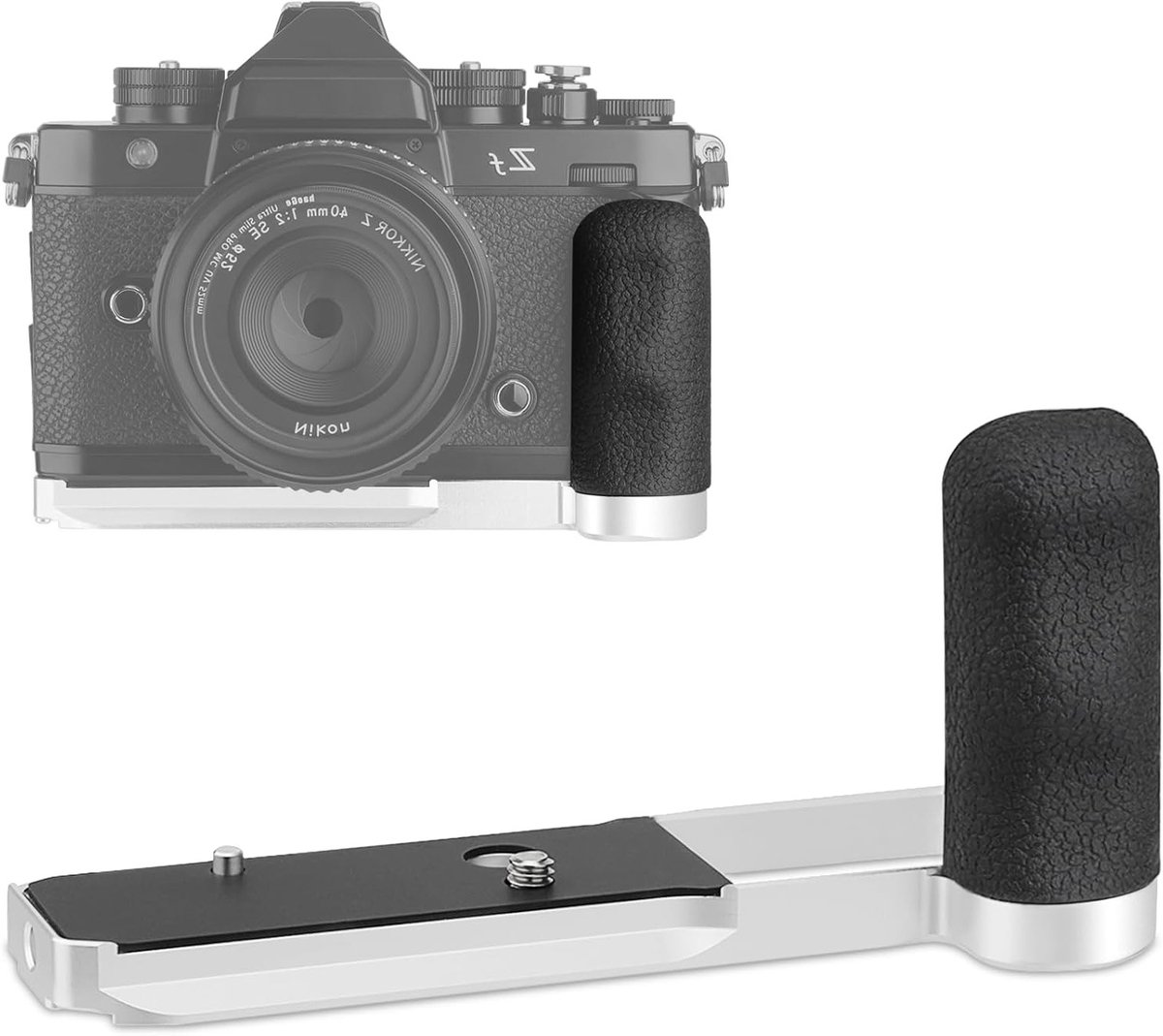 Ergonomische Zijkant Handgreep voor Nikon ZF Camera, L-vormige Grip met Arca Swiss Type Plaat, Compatibel met DJI RS2/RS-C2/RS3/RS3-PRO, Zilver, Ideaal voor Fotografie en Videografie