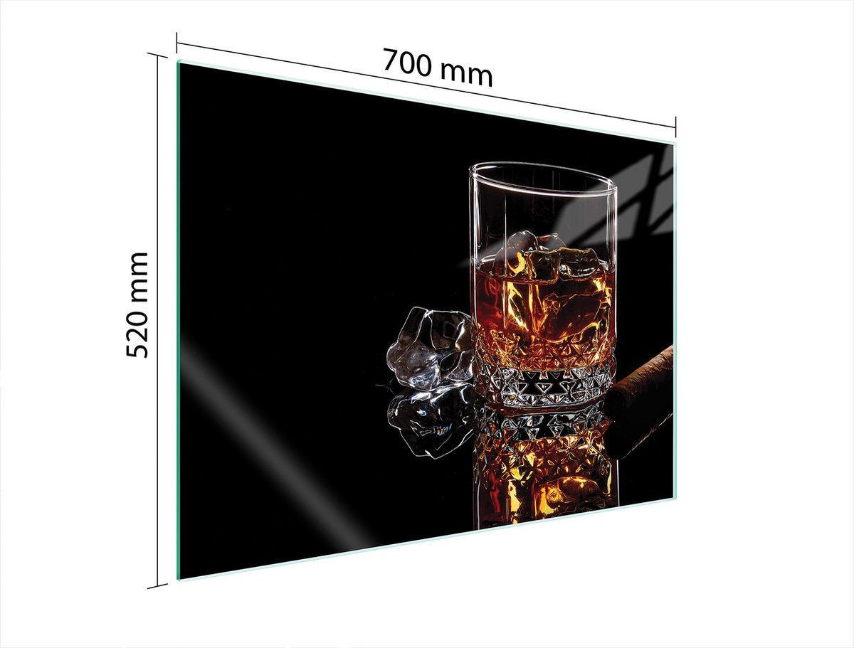 TMK ArtDeko - Profi Glass Plaat - 70x52 cm - Whisky Motief